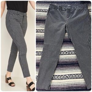Old Navy Pixie Black Grid Sz 18 Plaid Checkered Skinny Pants Cropped Stretch
